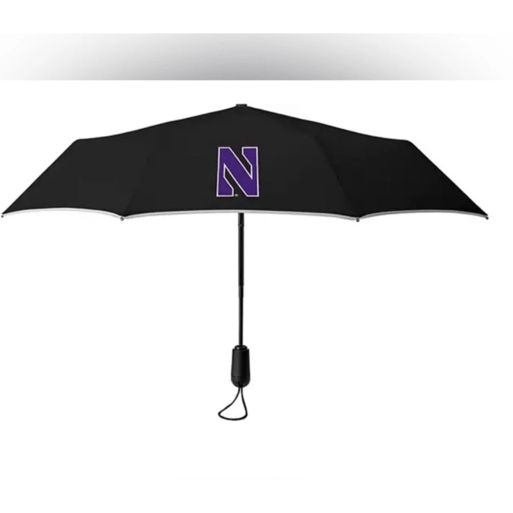 Weatherman Northwestern University Travel Umbrella Black Windproof Auto Open